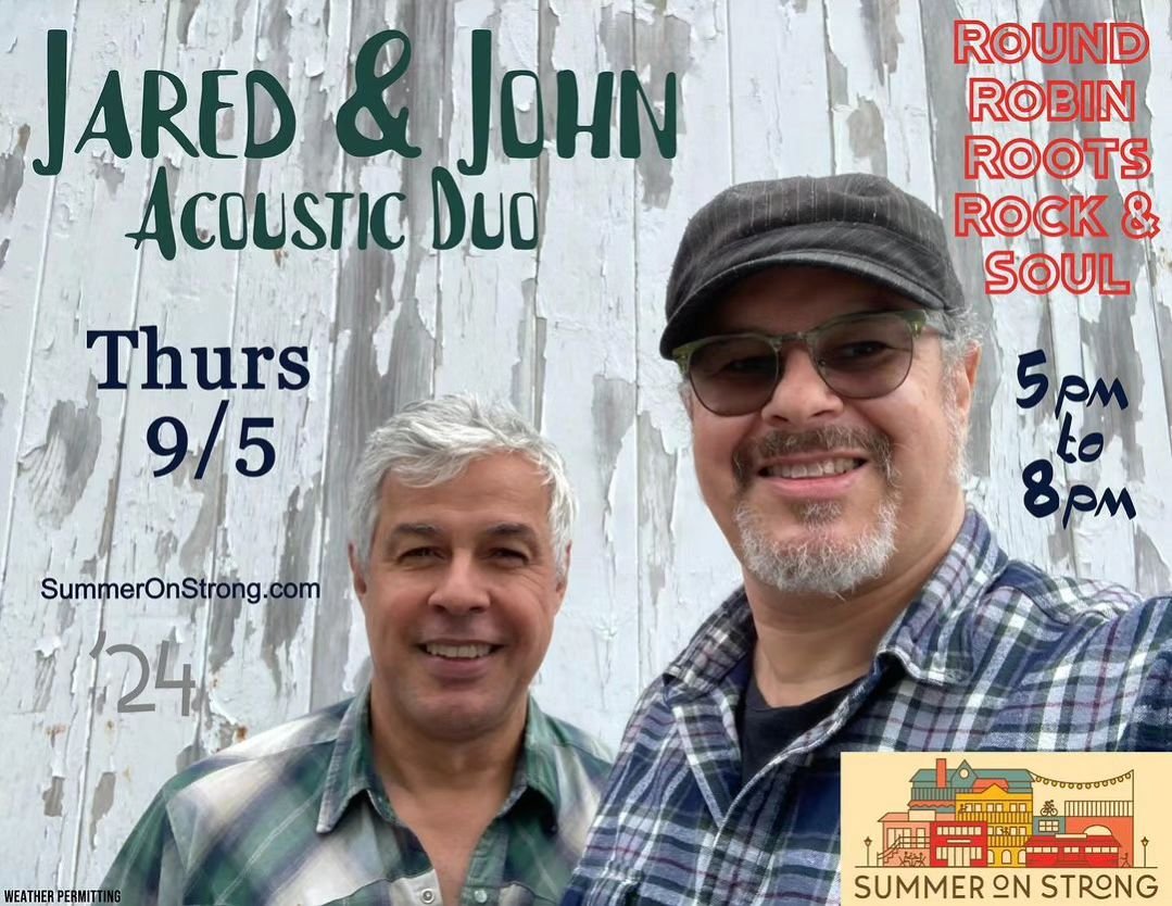 🥳 Jared &amp; John are back for their final SOS '24 performance! 😎

Head on down to Strong Ave on this beautiful day! 🌤 And watch them play on the @dowdagencies stage tonight from 5-8p 🎶 🪴

Posted @withregram &bull; @jatmosphere Jared &amp; John
