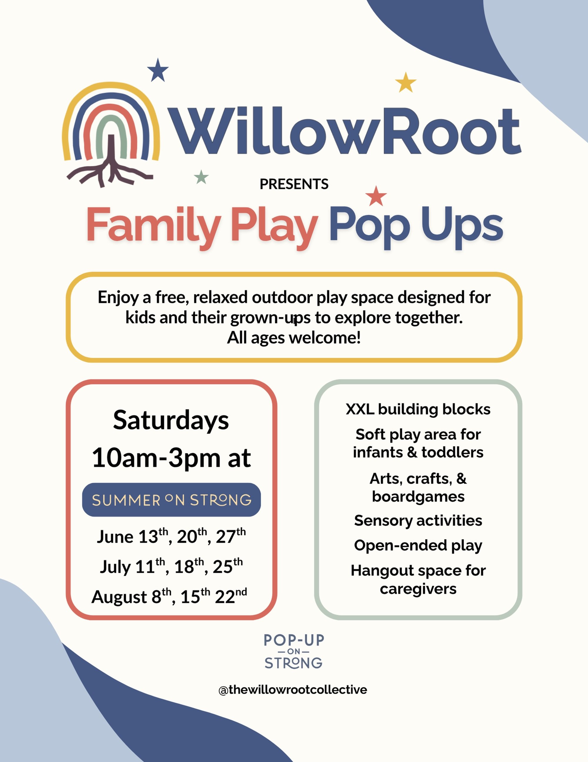 Family fun is coming to Summer on Strong! 🧸🎨

We&rsquo;re excited to welcome WillowRoot to Summer on Strong this season. On the 2nd, 3rd, and 4th Saturdays of each month from 10 AM&ndash;3 PM, they&rsquo;ll be transforming the public space next to 