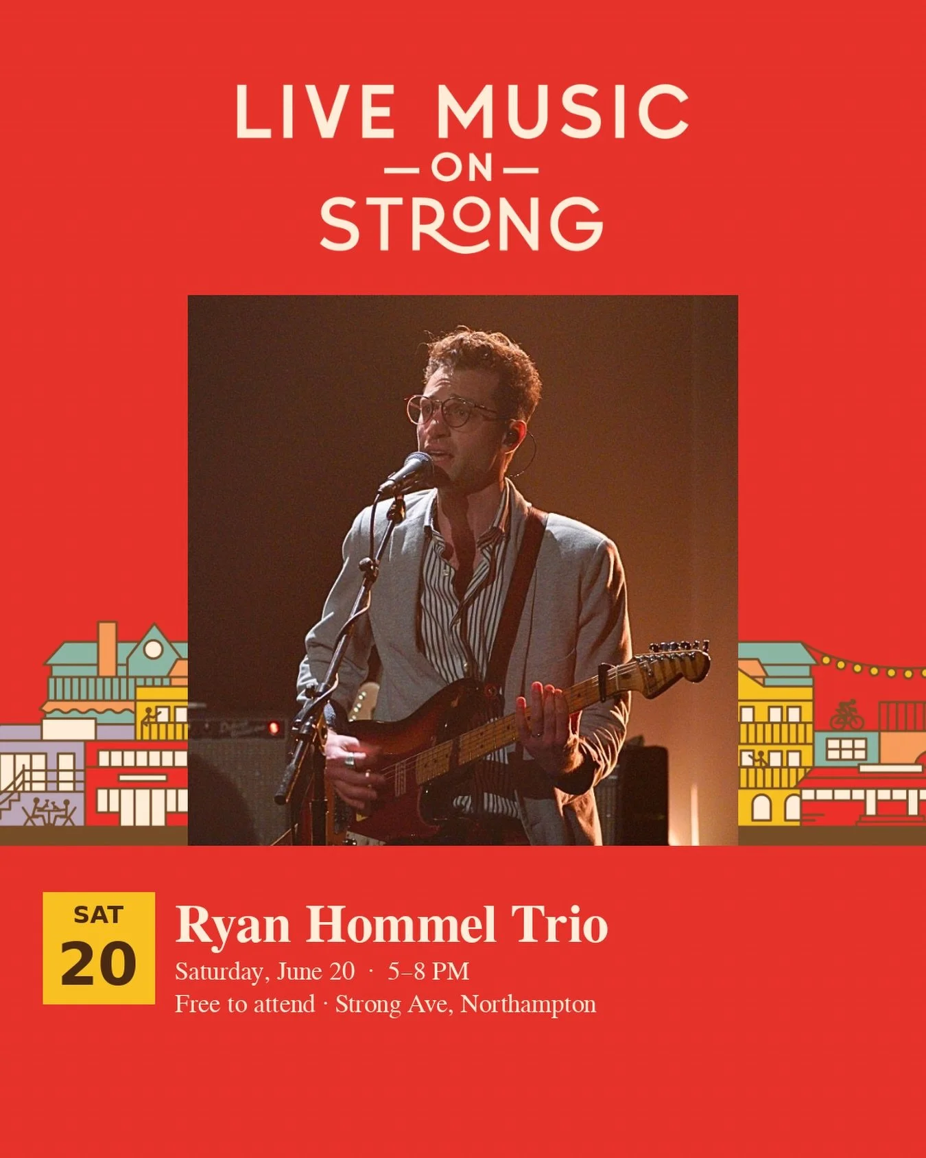 Ryan Hommel will be at the Strong Ave performance stage June 20 from 5&ndash;8 PM! Hommel is a guitarist with 20 years at the center of some incredible music, from touring with Amos Lee to serving as Music Director for Amazon&rsquo;s Emmy-winning &ld