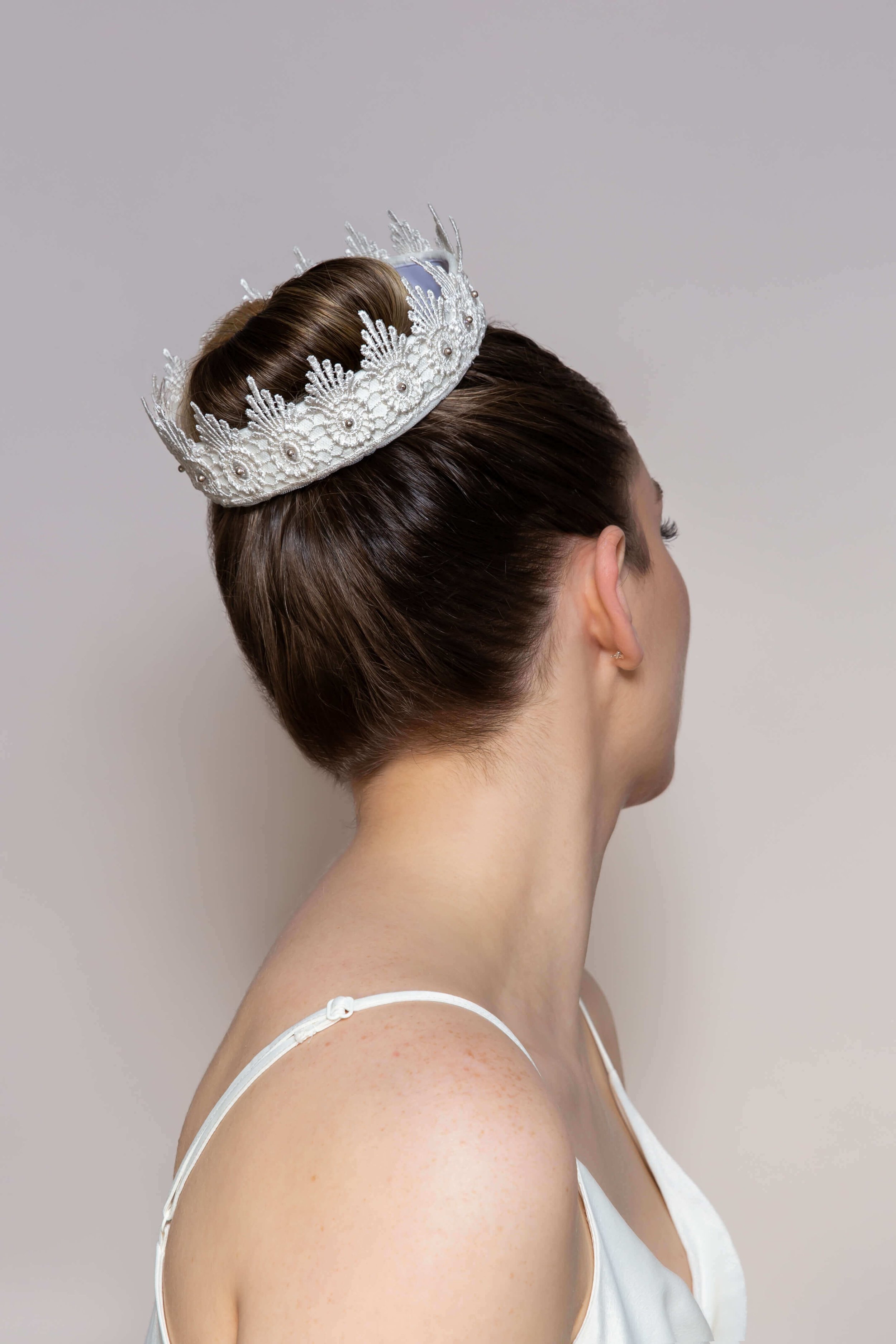 Odette - Bridal Bun Crown with guipure lace - sustainable wedding