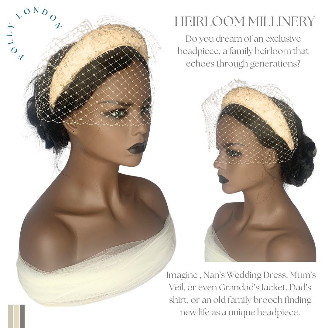 At Folly London Millinery, I specialise in creating heirloom headpieces that are not only beautiful but also carry a rich legacy of tradition and love. Special occasions, especially weddings, often stir memories of loved ones. That&rsquo;s where my e