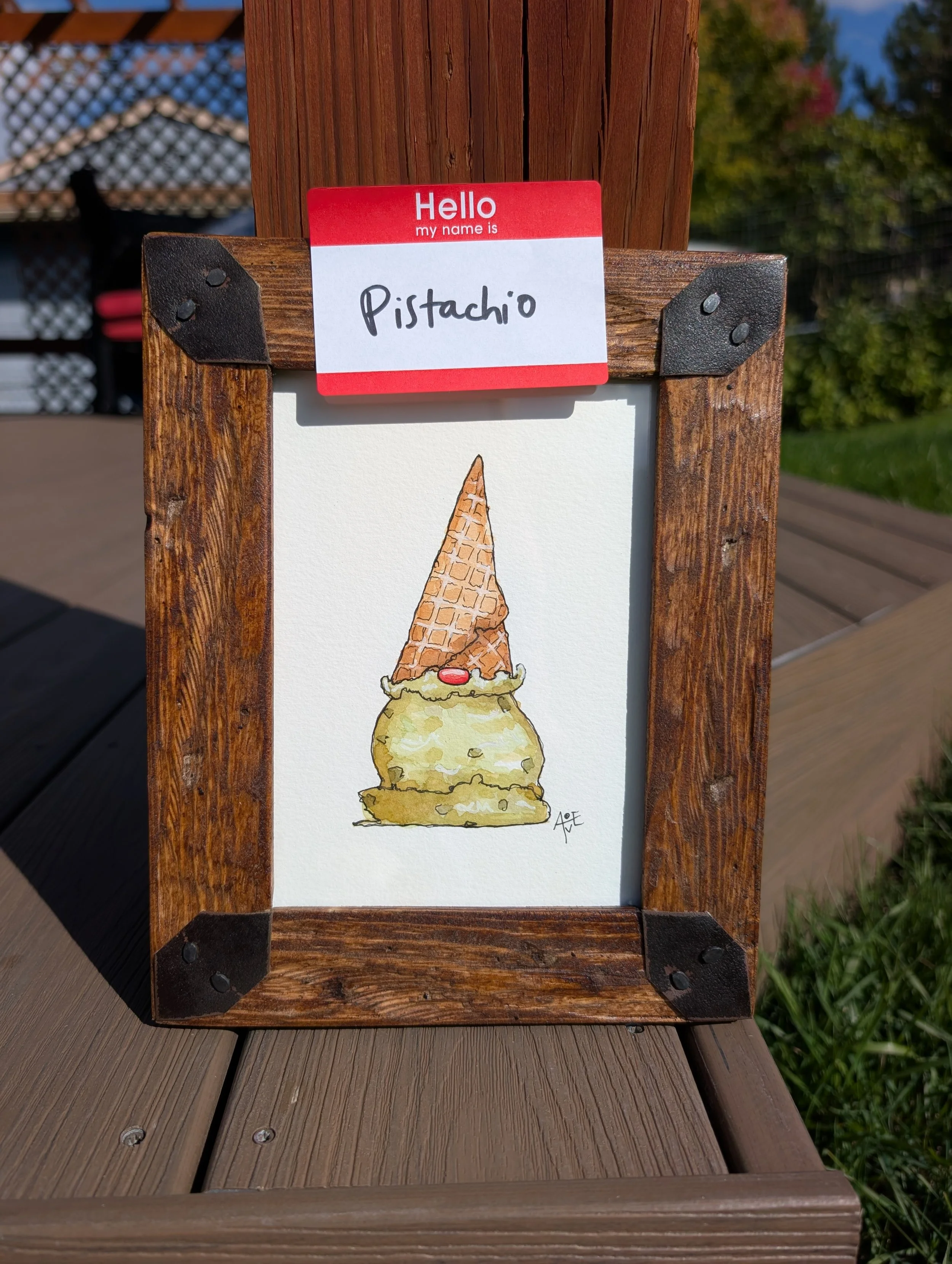 Ice Cream Gnome - Pistachio - Framed Original