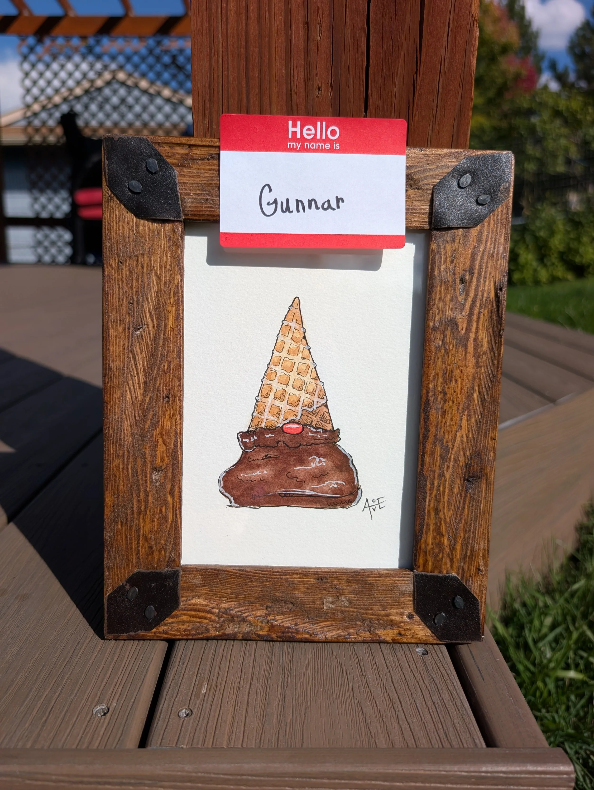 Ice Cream Gnome - Gunnar - Framed Original