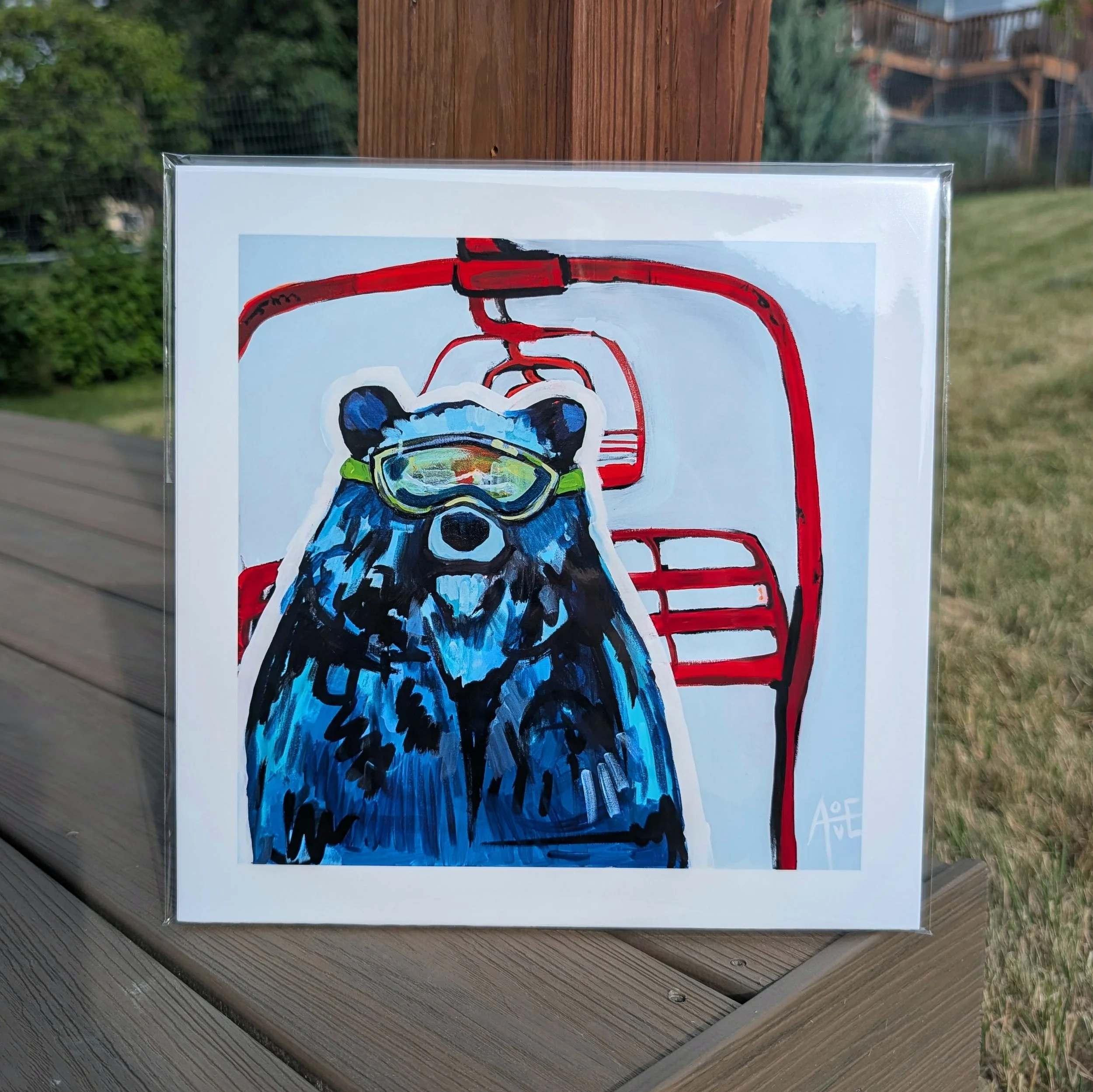 "Red Chair Bear" print