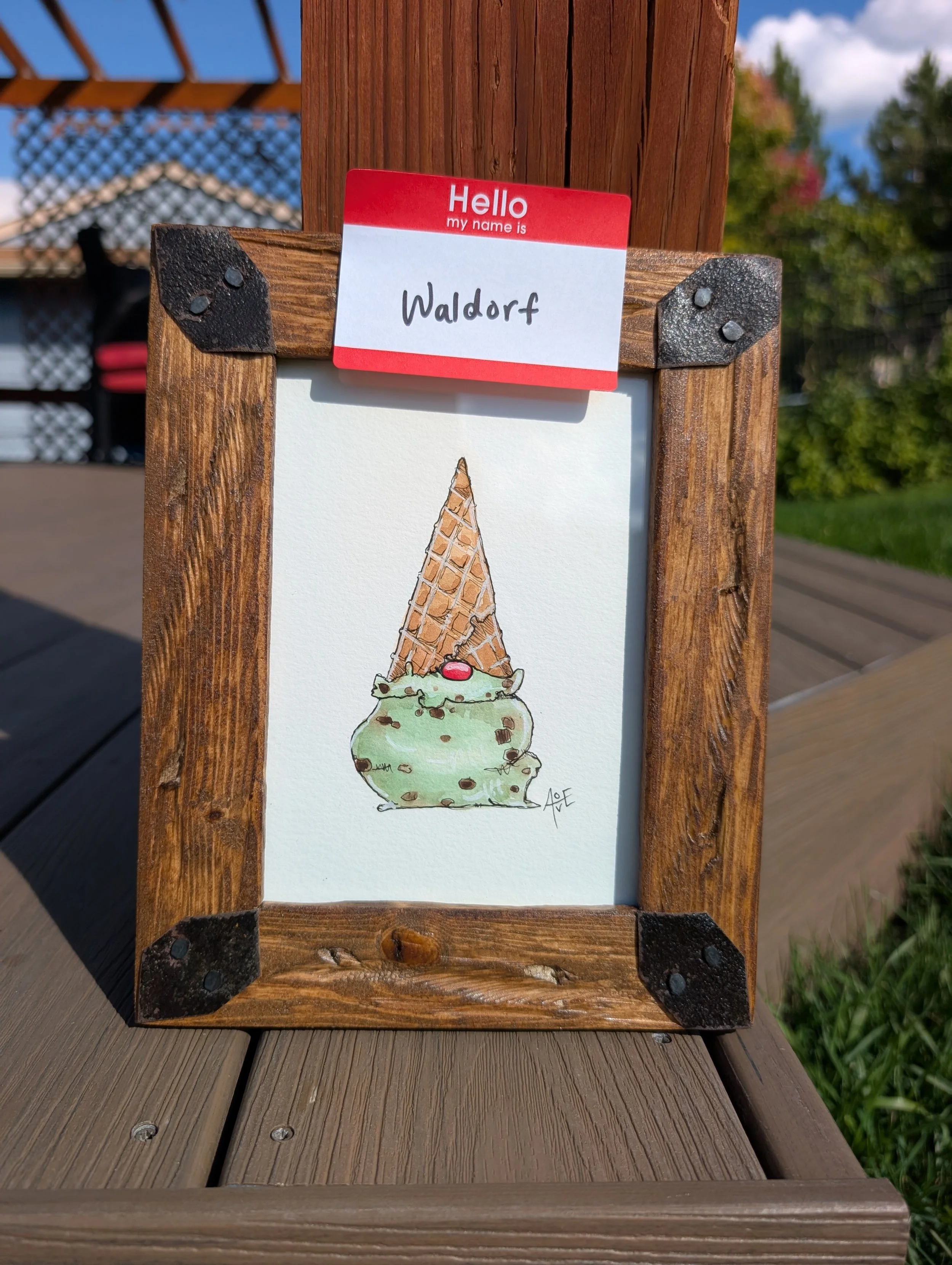 Ice Cream Gnome - Waldorf - Framed Original