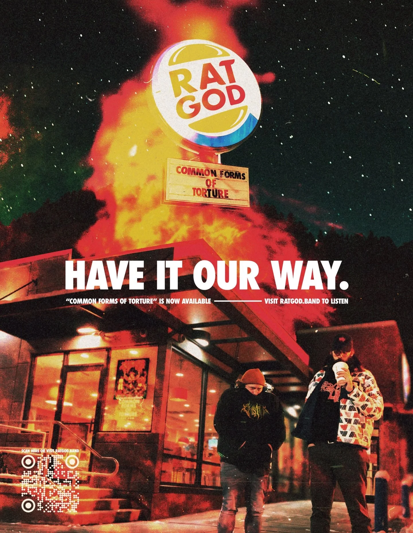 Have It Our Way.

&ldquo;Common Forms of Torture&rdquo; is now available everywhere.

This EP was heavily fueled by the 3 for $7 at BK so it only felt right to pay our respects to the King.

Visit Ratgod.Band to shop and listen 

Designed by @alechan