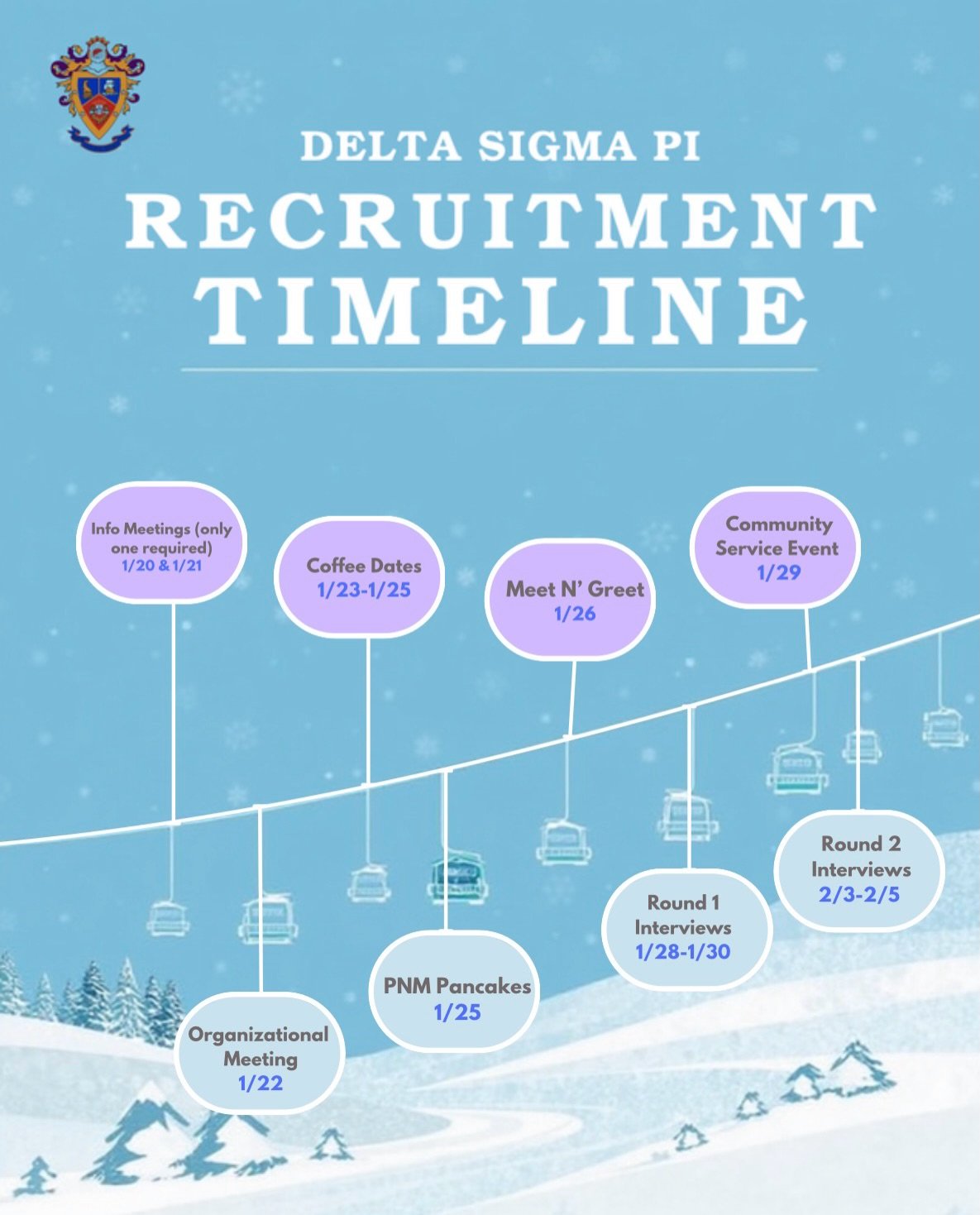 Alpha Rho rush starts on 1/20! Save these important dates from 1/20-2/6.🗓️