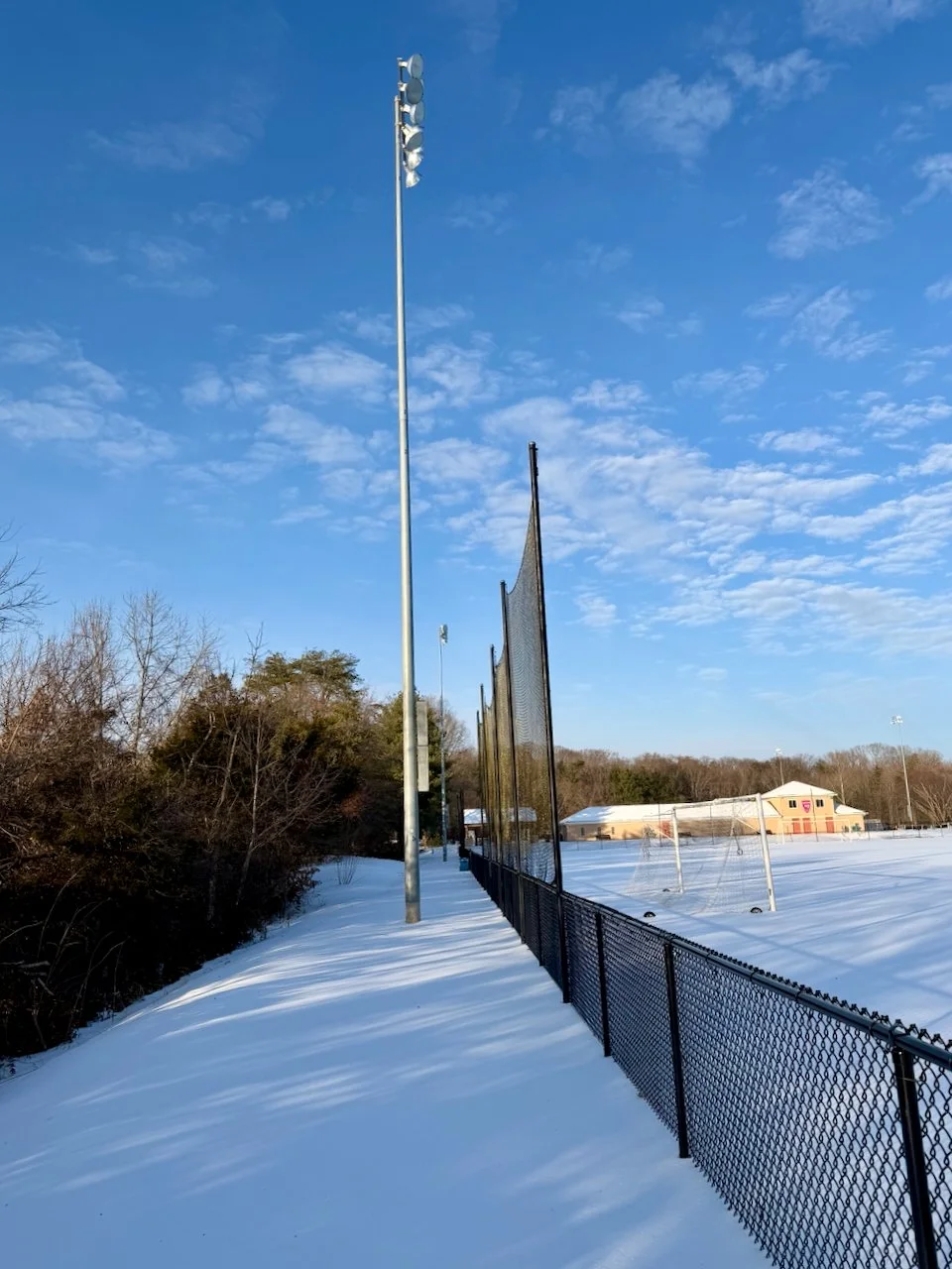 Snow covered soccer fields