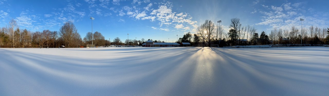 Snow covered soccer fields