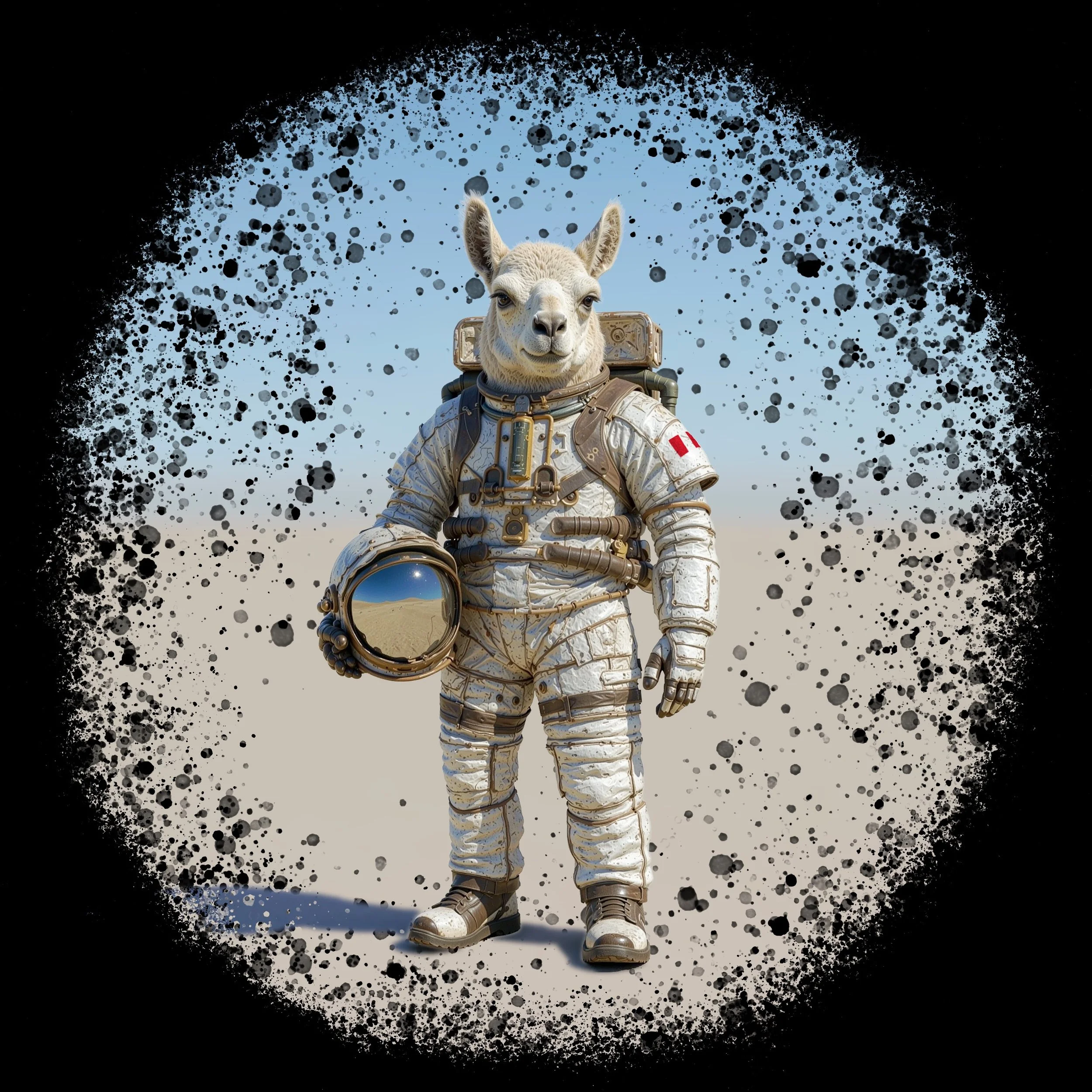 Dalai the Llamanaut astronaut llama t-shirt with vintage space suit illustration