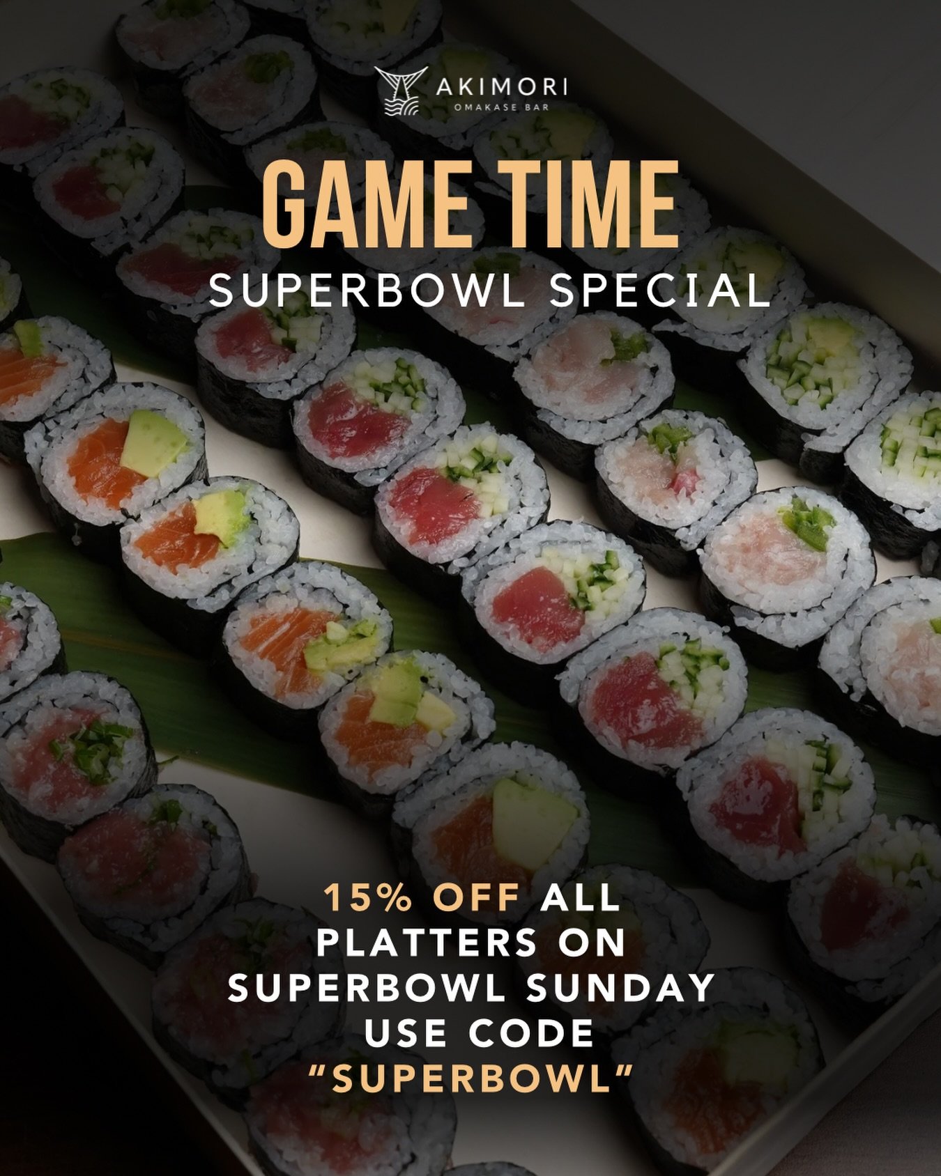 We can&rsquo;t guarantee your favorite team will win, but you&rsquo;ll definitely win your guests with an Akimori sushi platter. Preorder link in bio