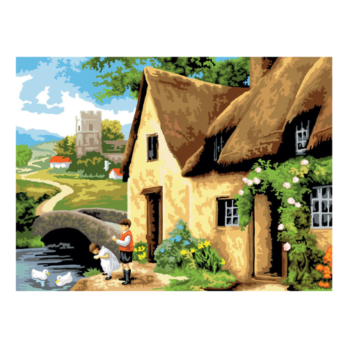 Adult Painting By Numbers, Large - Cottage by the River LAN-PAL14