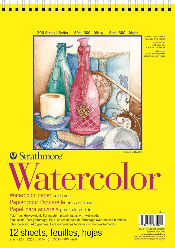 Strathmore 300 Series Watercolor paper,360-9,9x12,Cold Press,12  Sheets.342-9,Bristol Smooth Pad, 9x12 Tape Bound, 20 Sheets - AliExpress