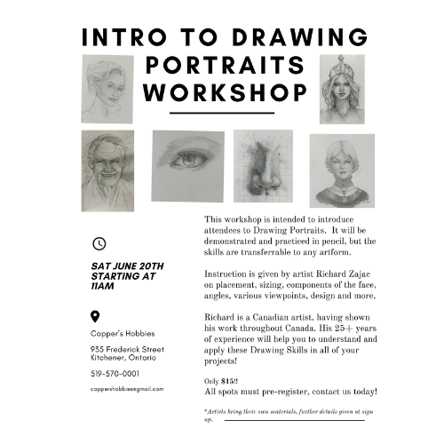 Intro to Drawing Portraits Workshop June 20th