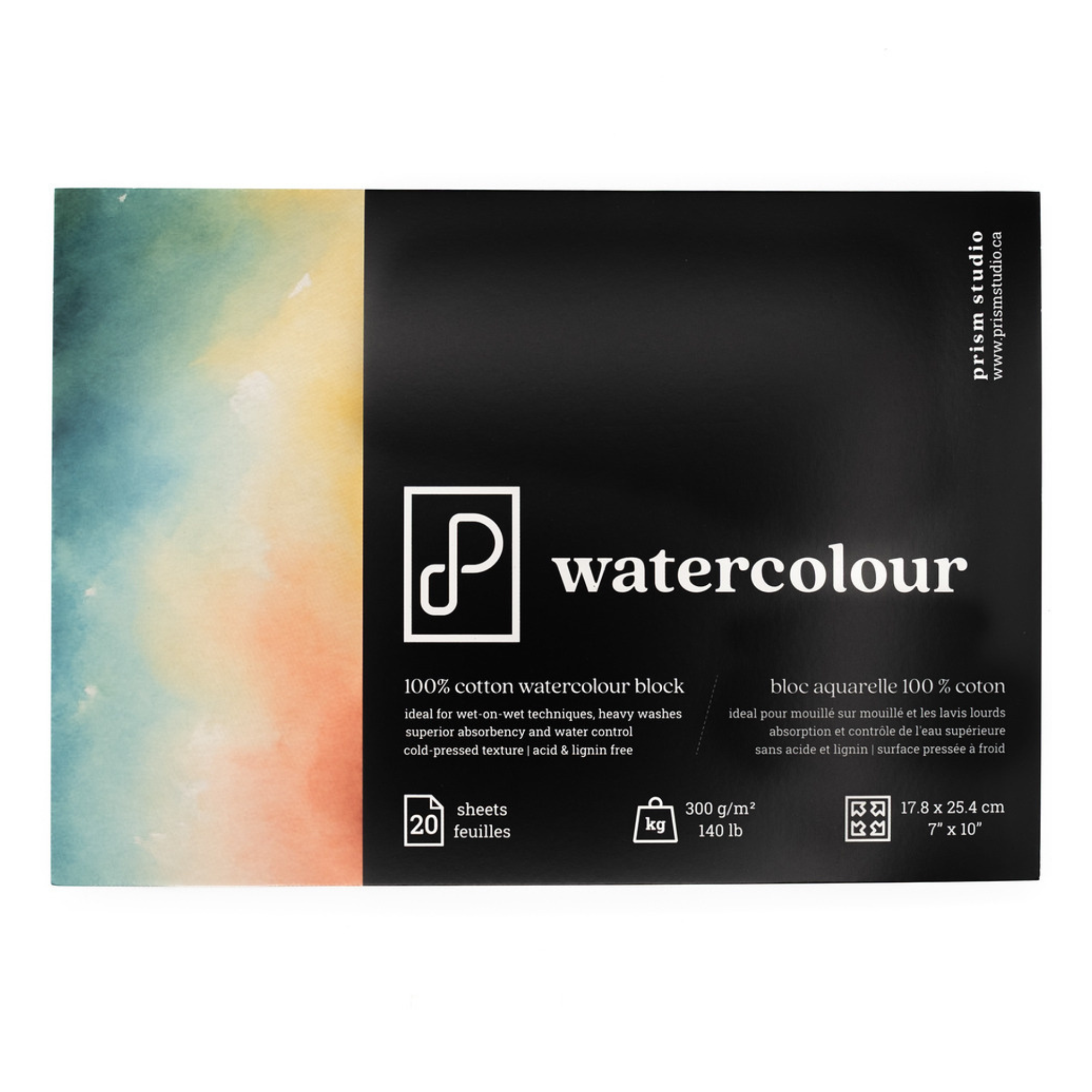 100% Cotton Watercolour Block, 7" x 10", 140lb (300 gsm) PRS-AP-7950