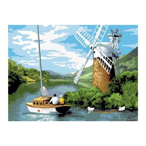 Adult Painting By Numbers, Large - Windmill on the River LAN-PAL7
