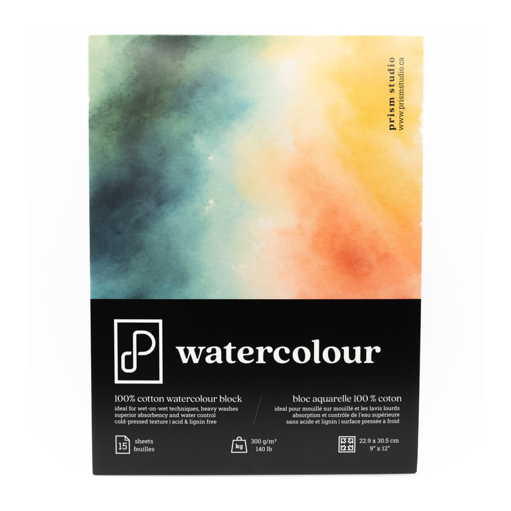 100% Cotton Watercolour Block, 9" x 12", 140lb (300gsm) PRS-AP-7967