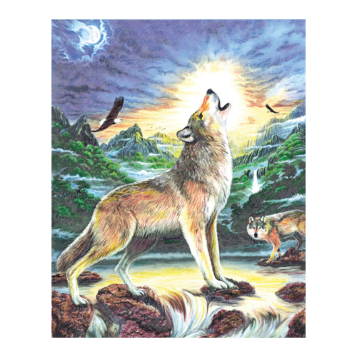 Colour Pencil By Numbers, Wolves By Stream LAN-CPN11