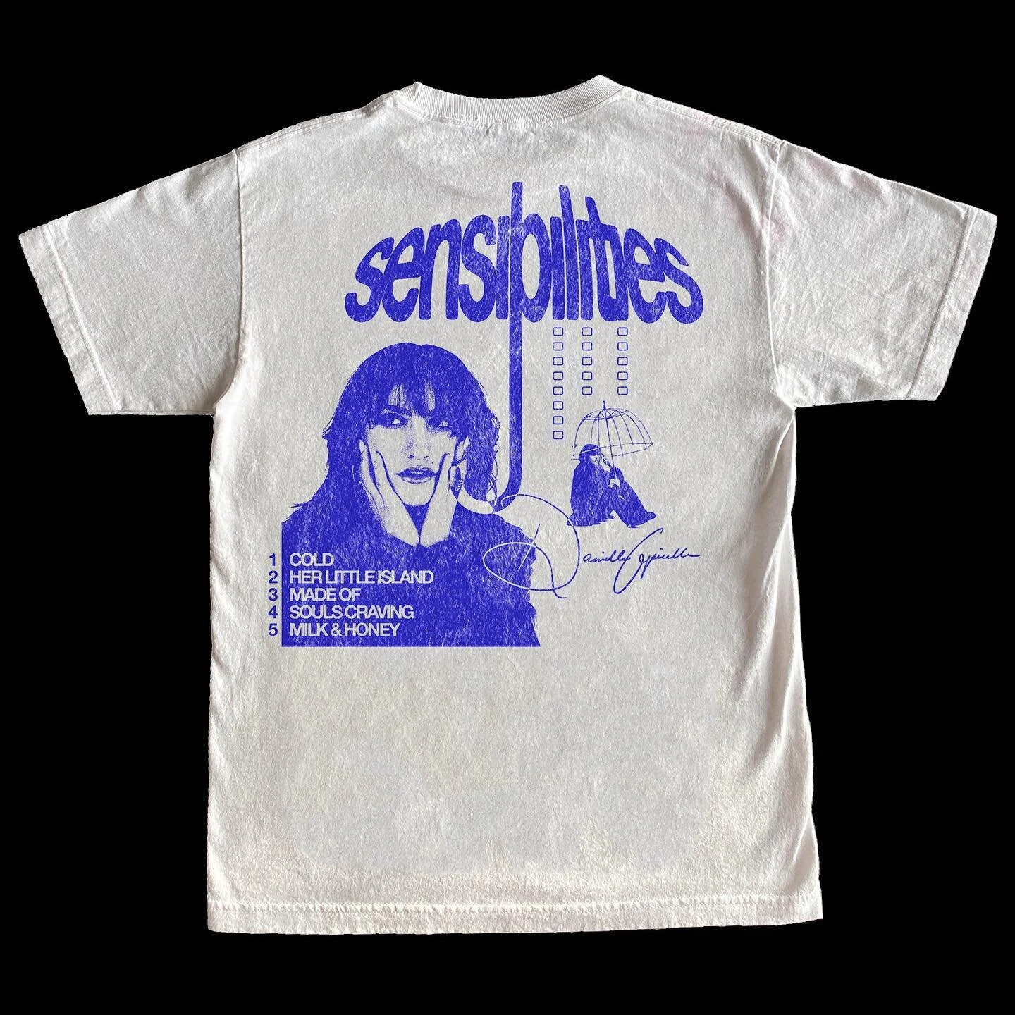 inexcusably late post😭 but prob my fav merch design to date. made this for @danielleapicella sensibilities ep back in may💙 
&mdash;&mdash;&mdash;&mdash;-
#grqphiclounge #merchdesign