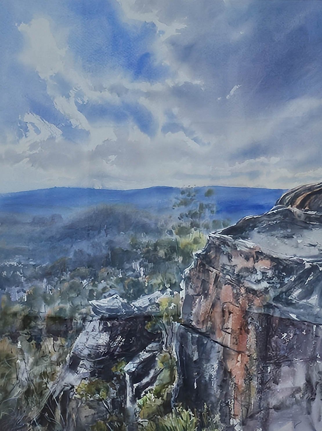 2ND WATERCOLOUR - LOOKOUT! VIEW BY CHERYL BRUCE