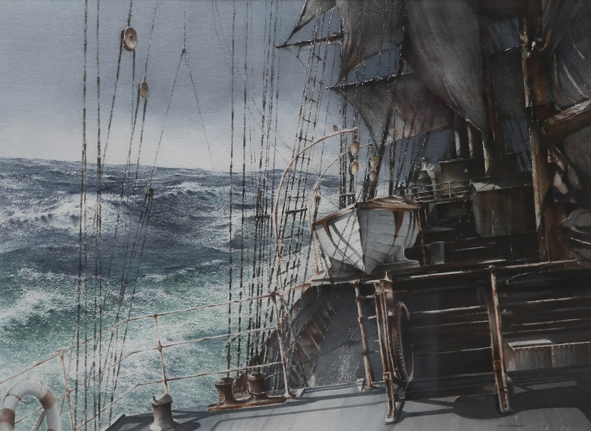 HIGHLY COMMENDED WATERCOLOUR - STORM WARNING AHEAD BY JOHN WOODLAND