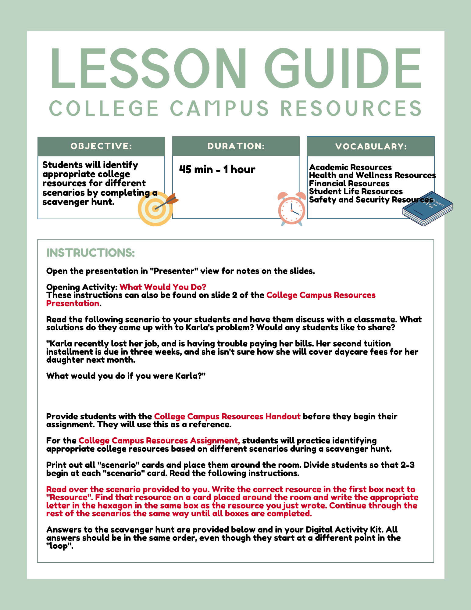 College Campus Resources Lesson Predegree College Campus Resources Lesson Predegree