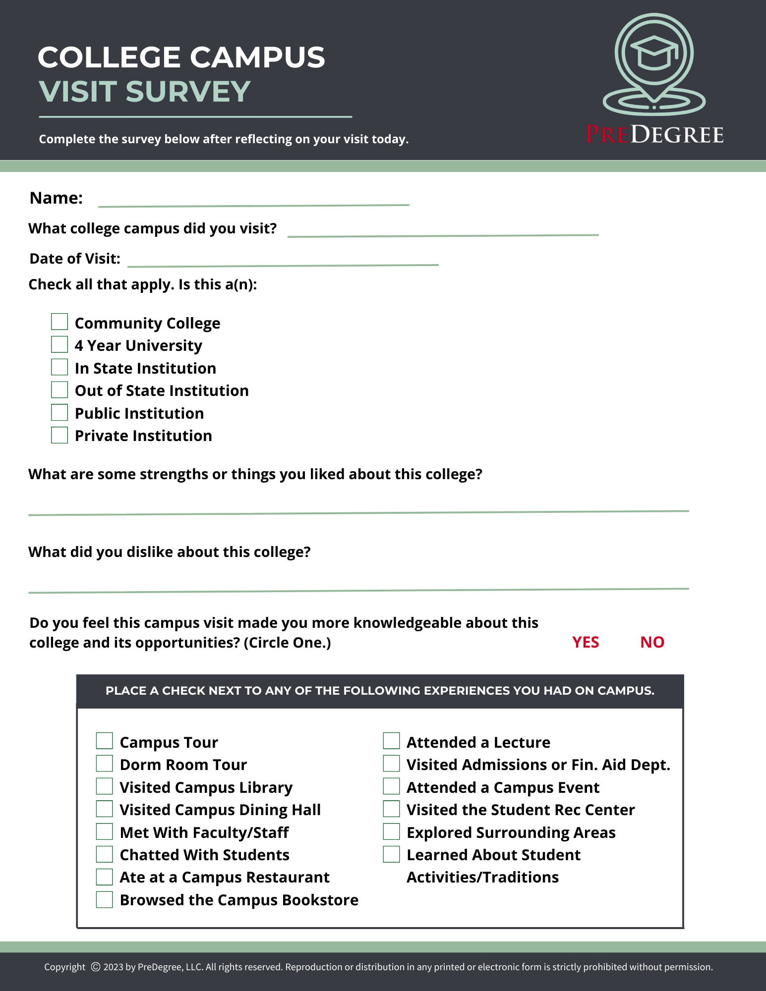 FREE-DEGREE — PREDEGREE