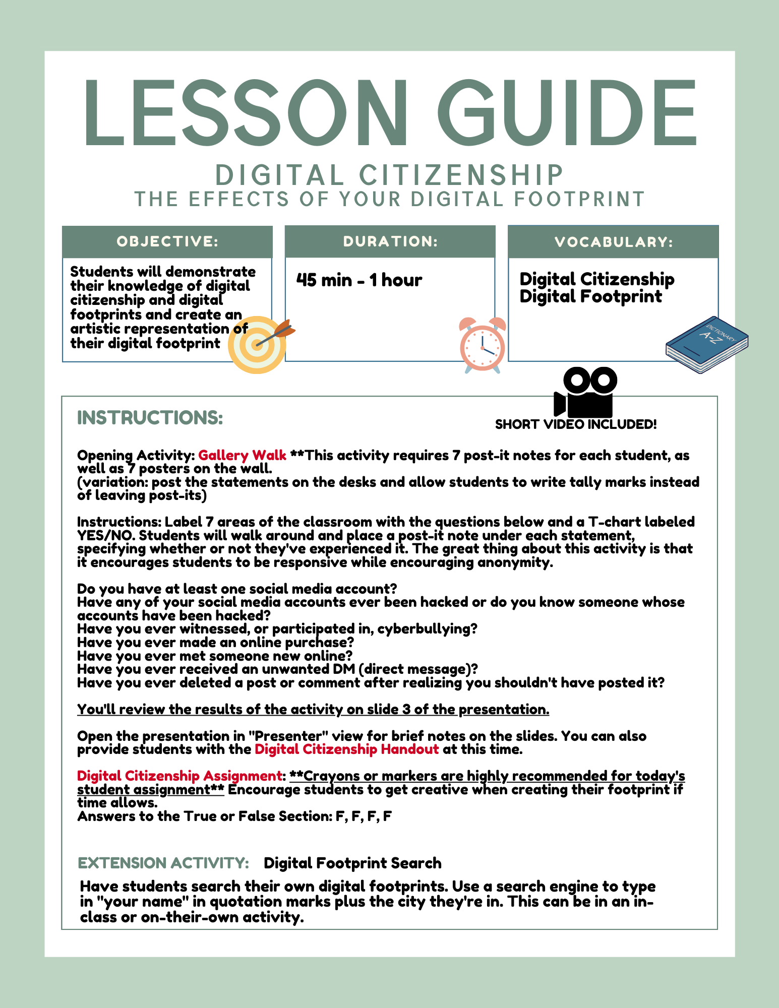 Digital Citizenship Lesson — PREDEGREE