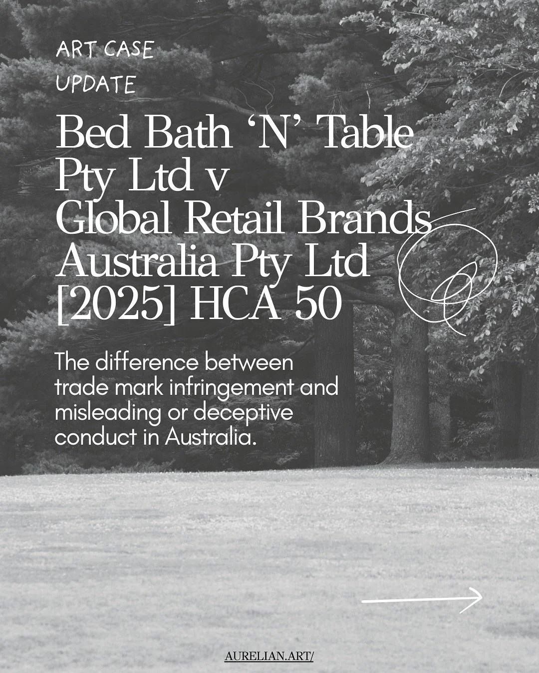 🖼️Art Case Update 

In December 2025, the Bed Bath &lsquo;N&rsquo; Table Pty Ltd v Global Retail Brands Australia Pty Ltd decision confirmed an important point of Australian law: misleading or deceptive conduct can arise even where no trade mark inf