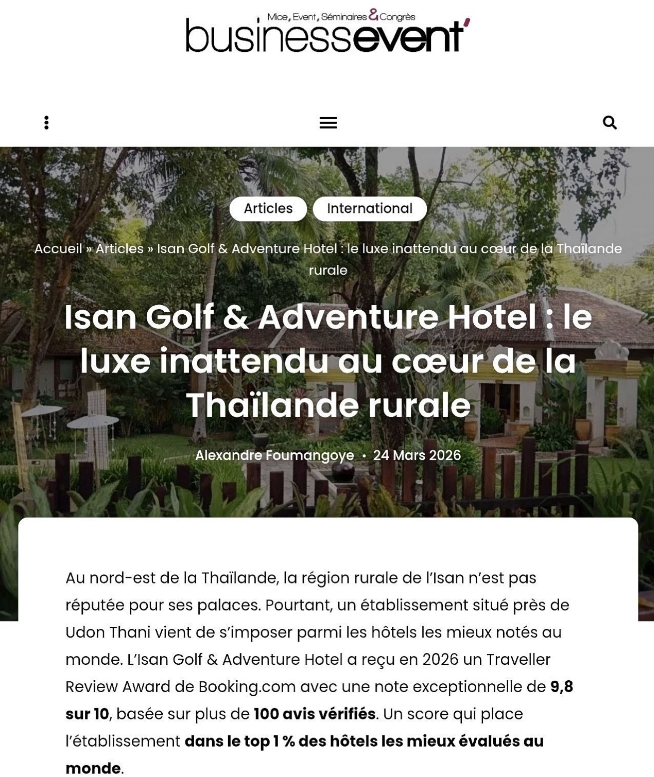 Isan Golf & Adventure Hotel featured in Magazine Business Event