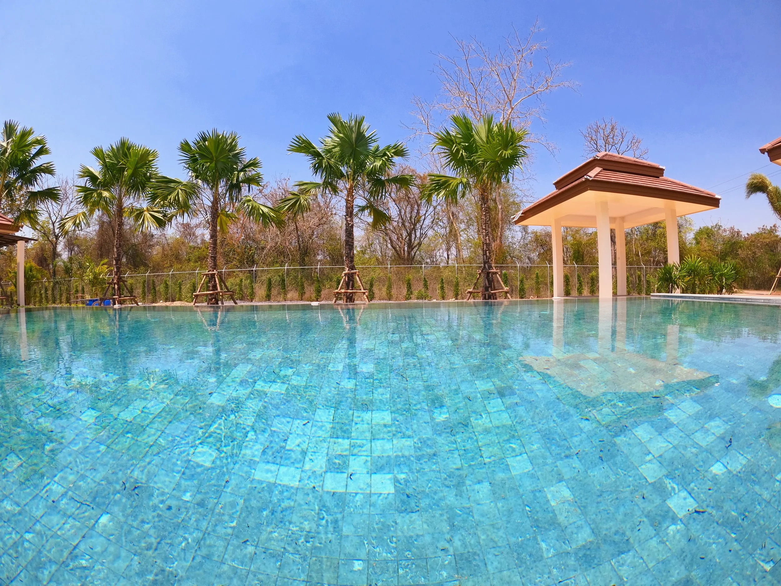 Salt water infinity pool in Udon Thani Isan Thailand hotel near golf course