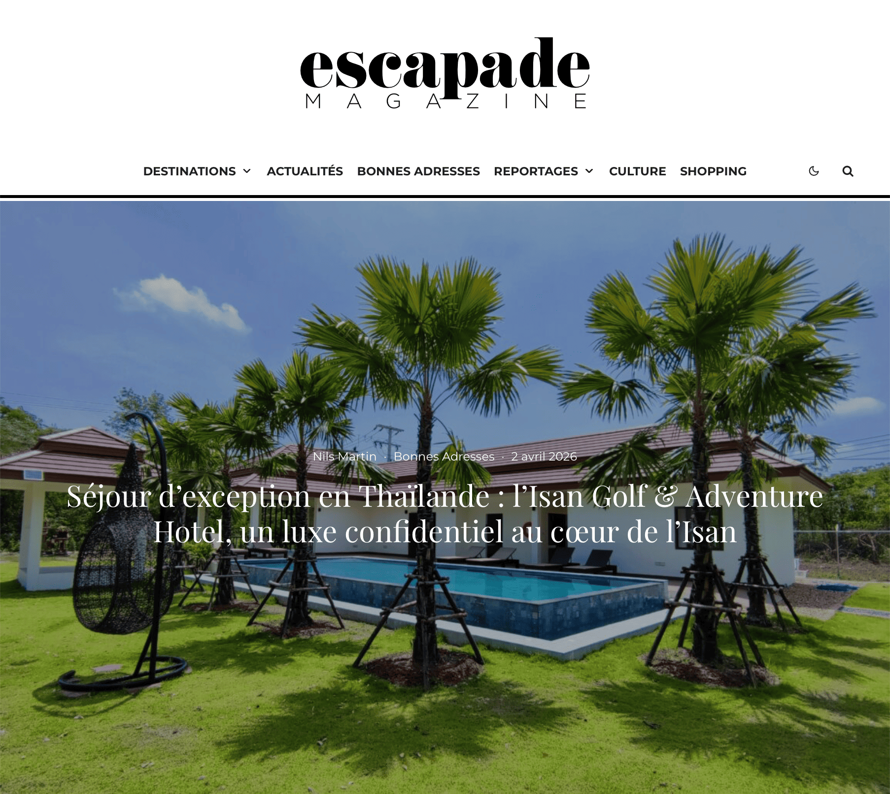 Isan Golf Adventure Hotel in Thailand featured in Escapade Magazine