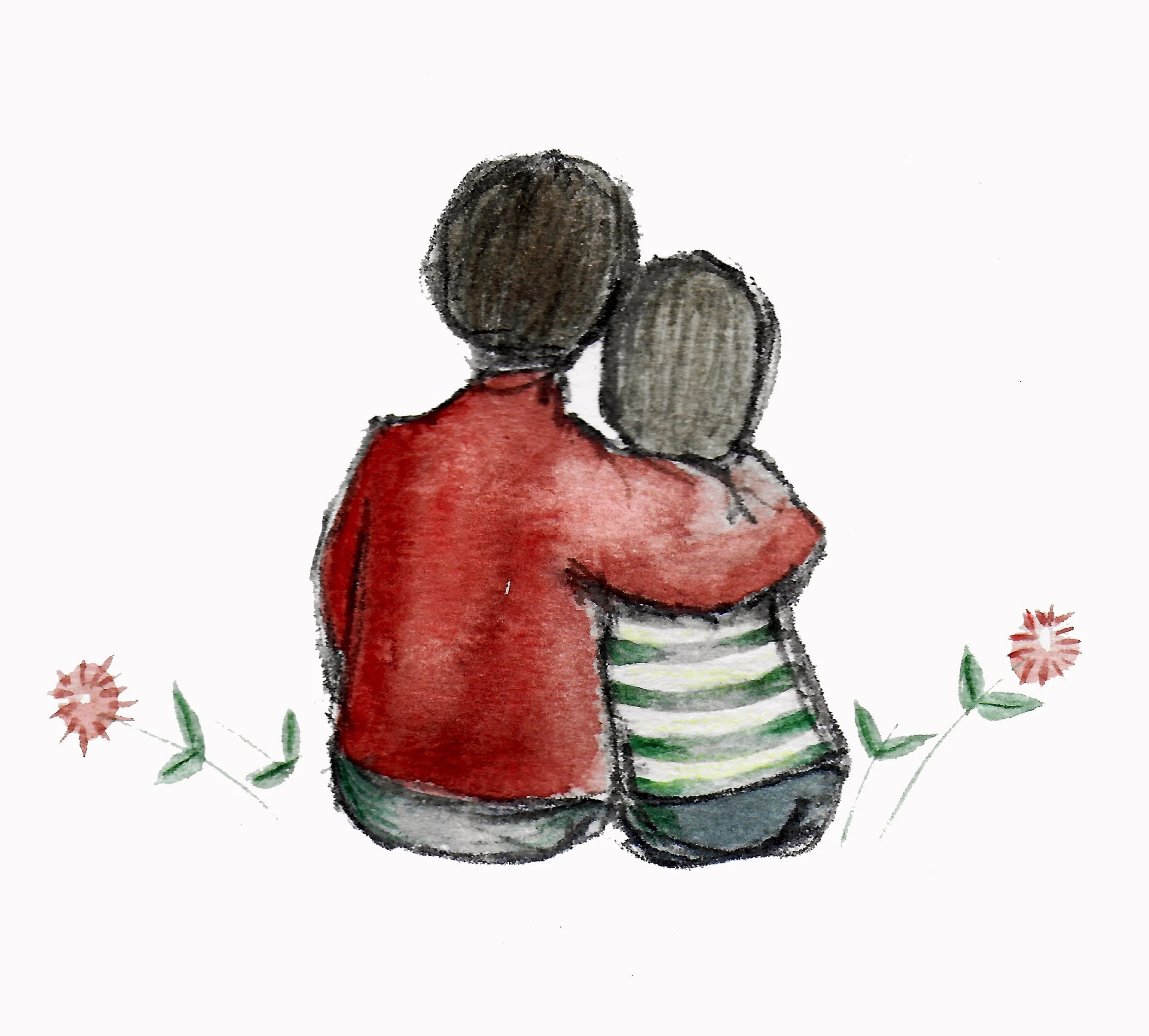 Illustration for charities, not-for-profits and social enterprises. Image of someone hugging