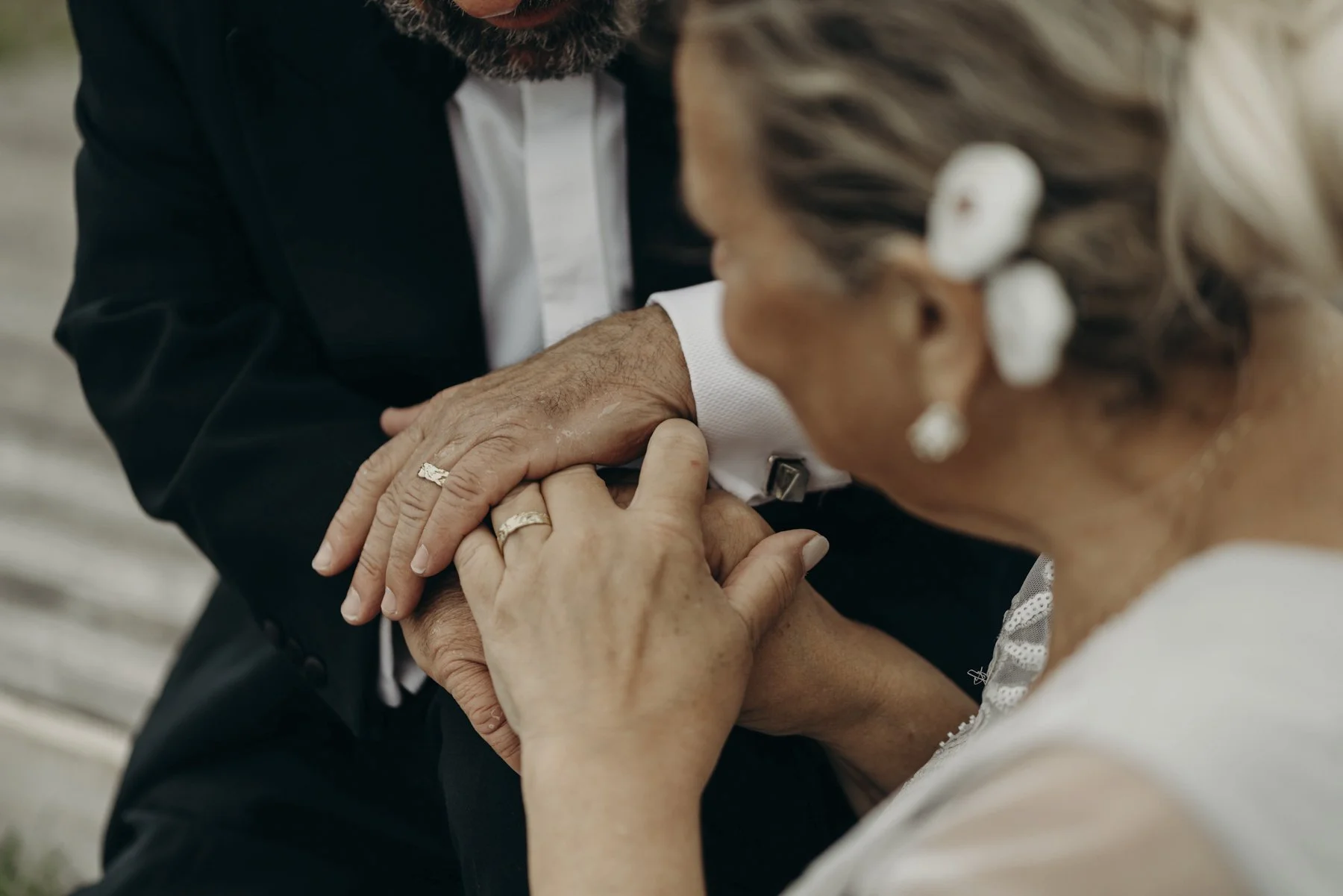 wedding couple holding hands