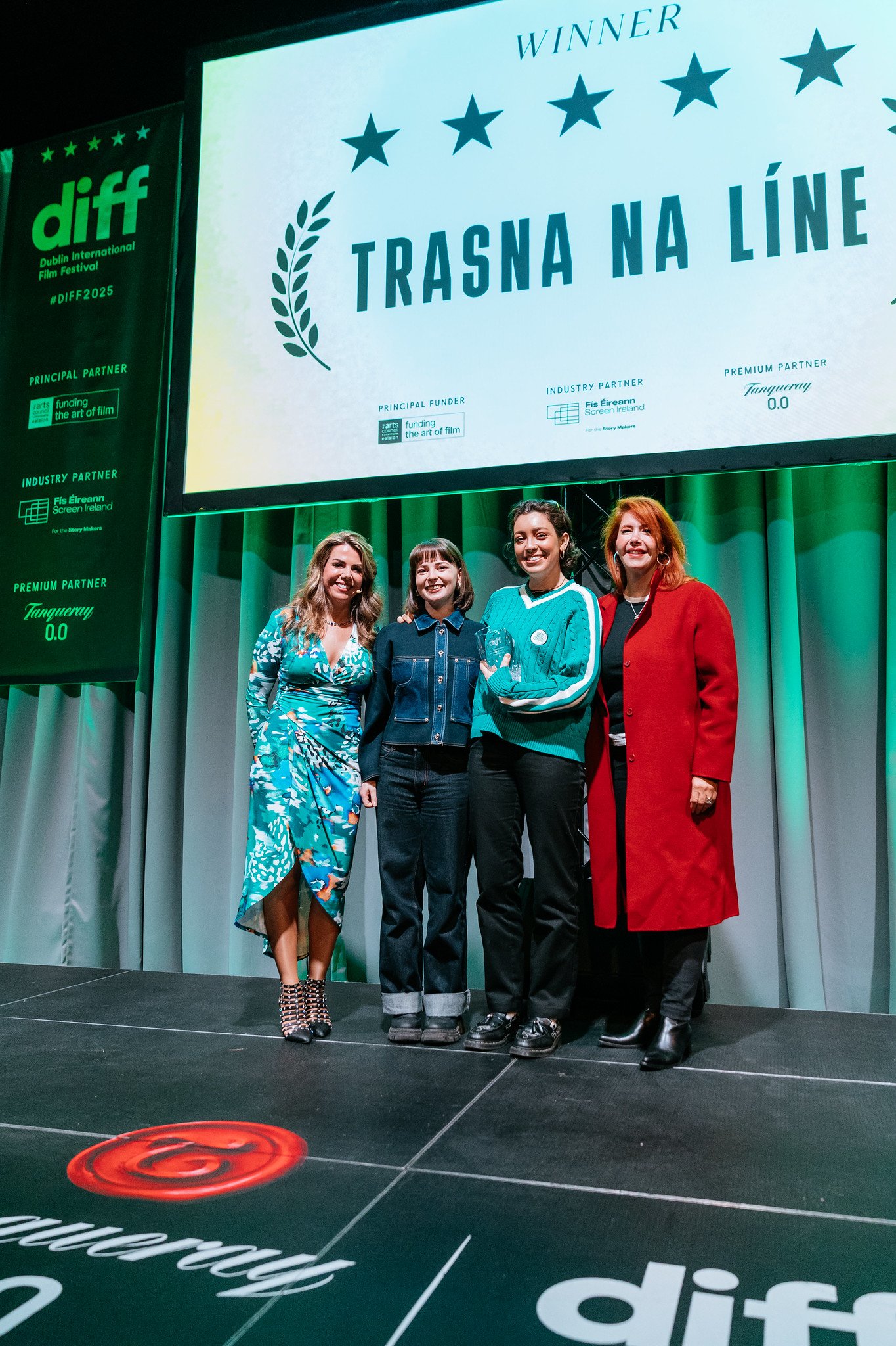 Niamh Bryson and Heather O'Sullivan accepting The Best short Film at the 2025 Dublin International Film Festival.