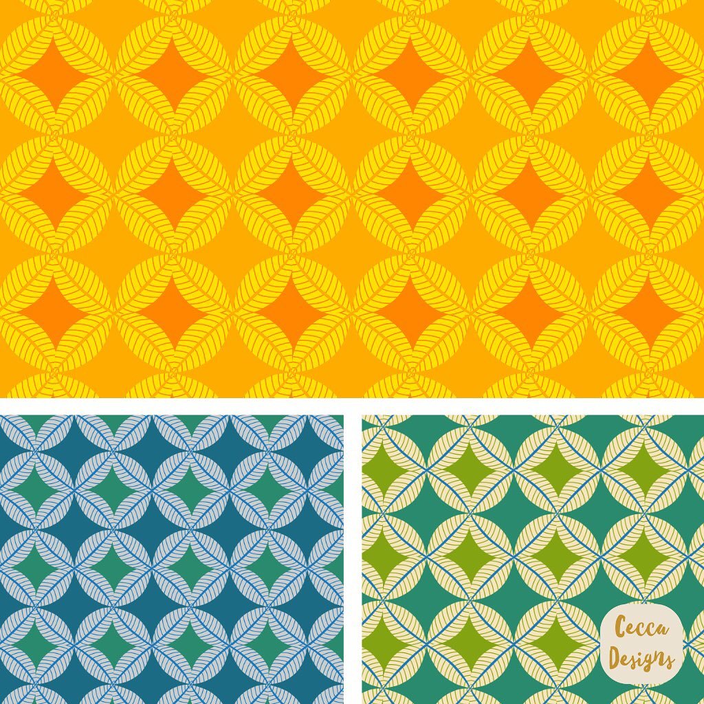 A lattice style geometric I created to coordinate with my recent summer florals ☺️. Don&rsquo;t you just love those sunny yellows!? The full collection now live on my website and I&rsquo;d love any feedback if you have a moment to checkout my updated