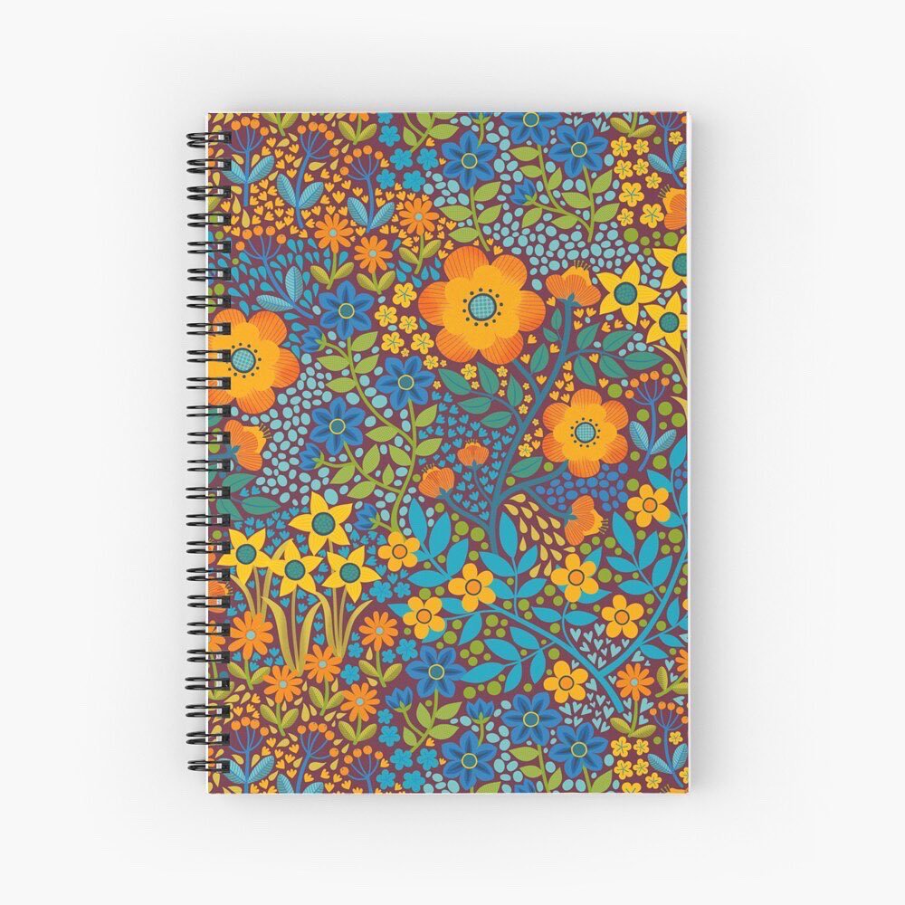 I was feeling the Autumn vibes the other day and thought I should add this colourway of my Summer Flower garden to my Redbubble shop. Full of oranges, golds and blues on a warm maroon background I would love a throw blanket or dress in this 🤔☺️. #re