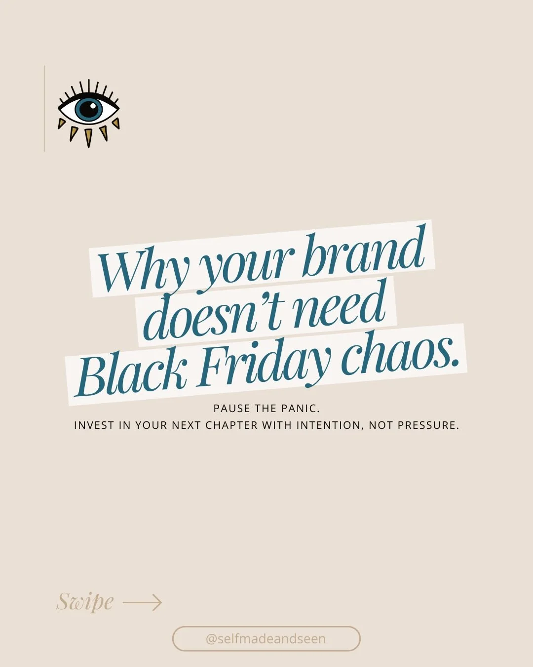 Why your brand doesn&rsquo;t need Black Friday chaos.⁠ 🙅🏻&zwj;♀️
⁠
Black Friday is loud, but your business doesn&rsquo;t grow through pressure, panic-buying or quick fixes.⁠
⁠
It grows through clarity.⁠
⁠
Through intentional planning.⁠
⁠
Through vi