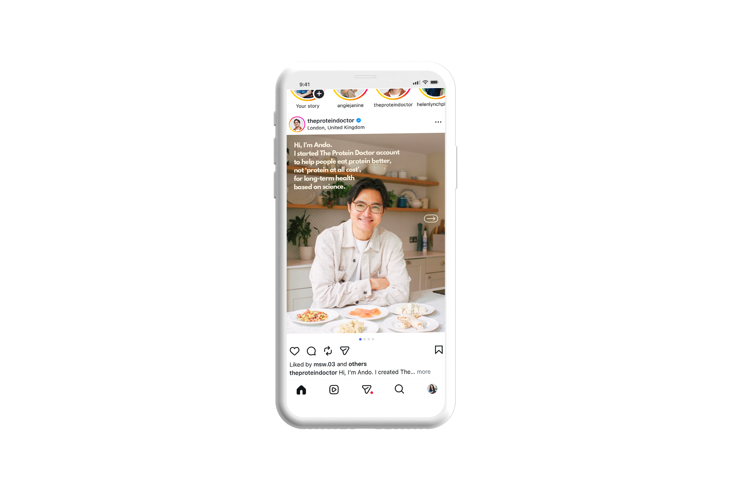 Better Nature The Protein Doctor introduction post shared on Instagram using new brand photography