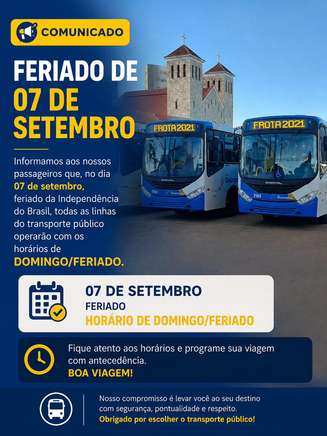 🚌 Comunicado aos Passageiros – Feriado de 07 de Setembro
