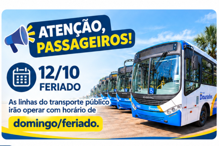 🚌 Transporte público terá horário de domingo/feriado no dia 12/10