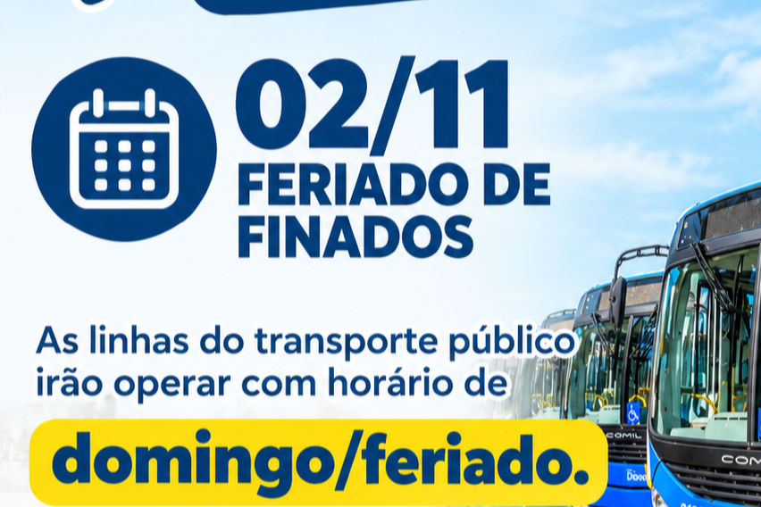Linhas operará com horários de Domingo/Feriado no dia 02 de Novembro
