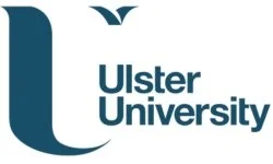 Ulster University logo in navy blue with abstract U symbol