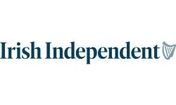 Irish Independent logo in blue  with an harp icon