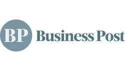 the business post logo in blue with a circle on the left containing the letters B and P
