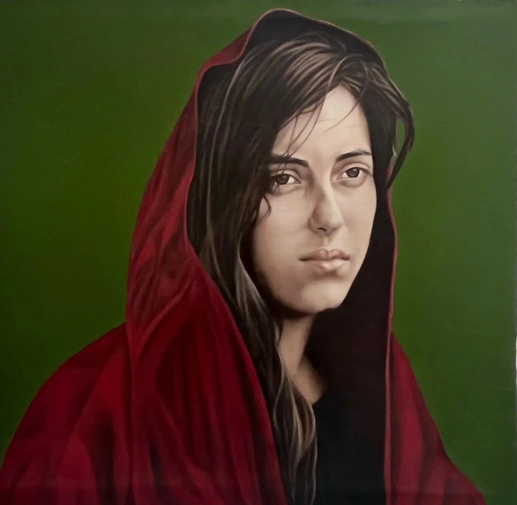 In the Shadow of Your Wings
Oil on tablecloth. 52" x 52" 2026