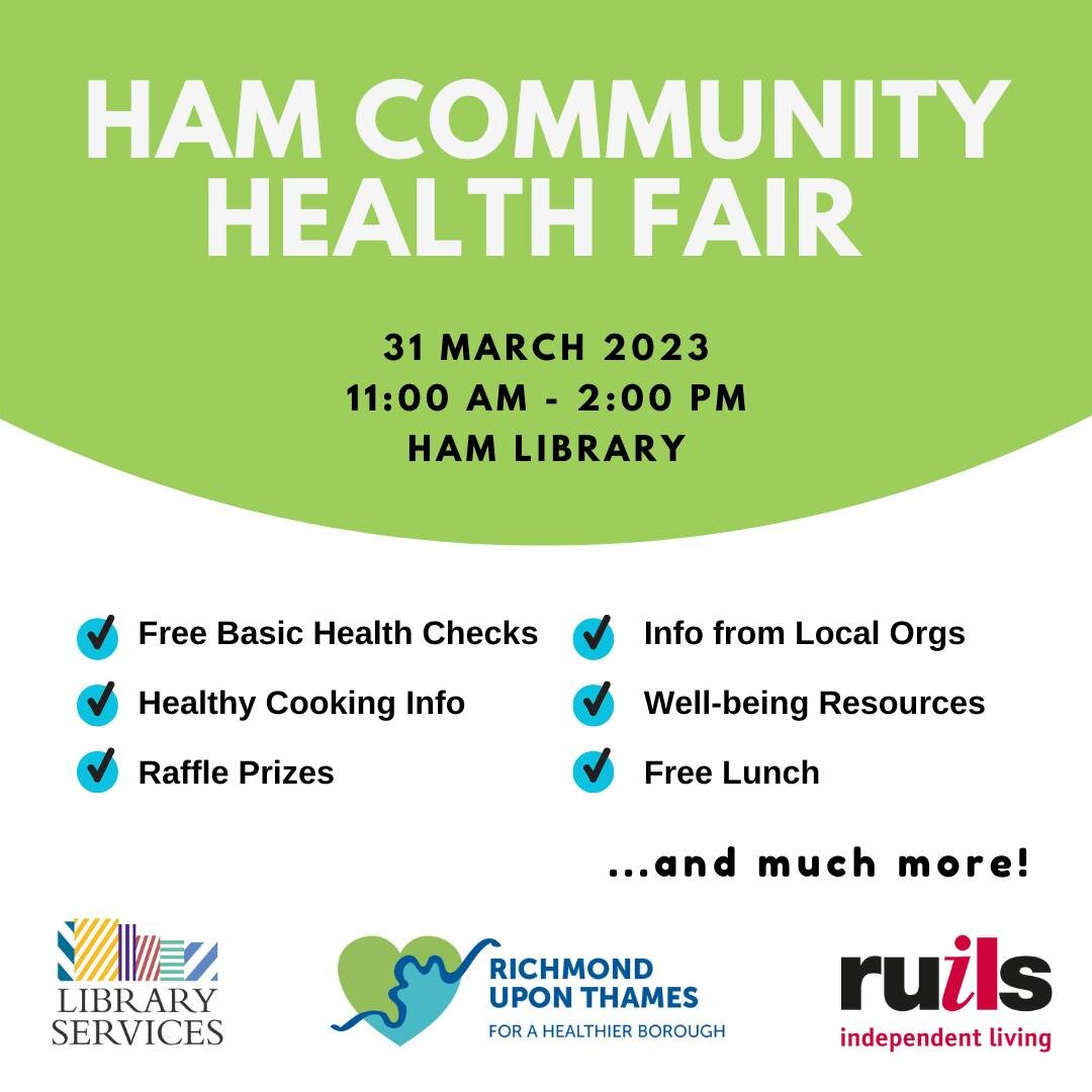 Ham, we are coming to you 🌮🥗🥦🍄🧄🍒

@richmond_council and @ruils_community are hosting a free, walk-in event at Ham Library this Friday March 31st from 11am &ndash; 2pm.

There will be free basic health checks as a part of the &ldquo;Health in Yo