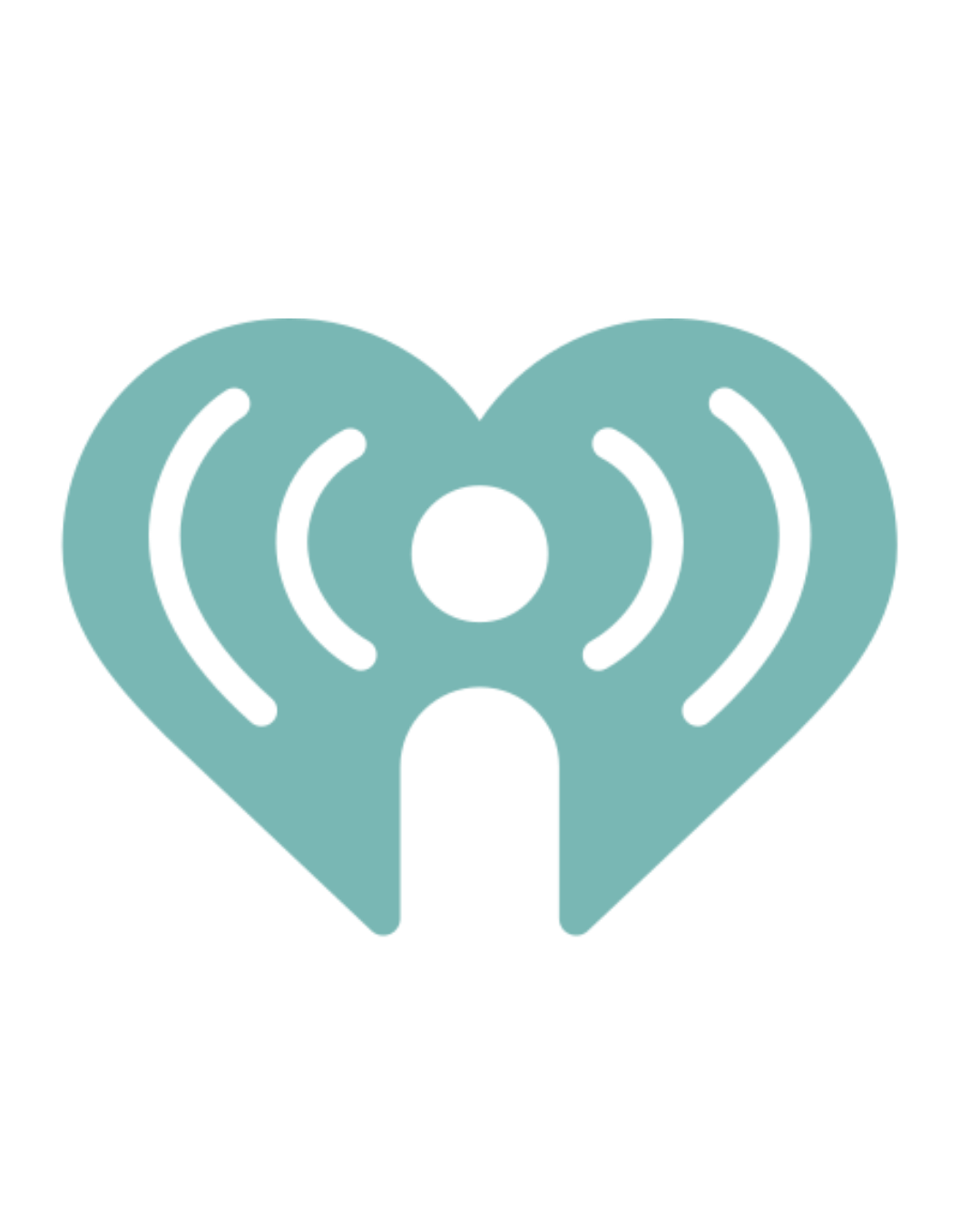 Heart-shaped icon with radio signal or wireless lines, representing love or communication.