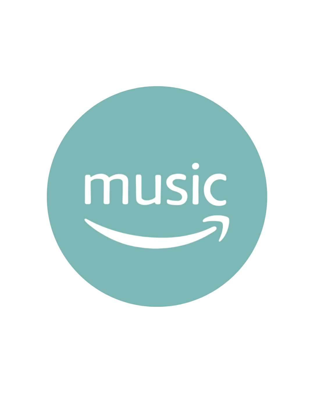 Amazon music logo with a teal circle background and white text
