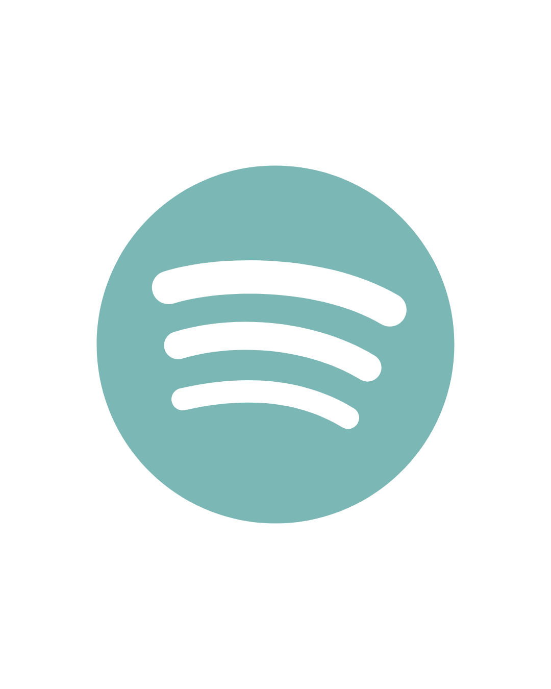 Spotify logo with a light blue circle and black sound wave icon inside.